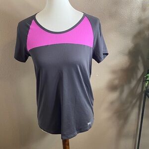 Under Armour Women's Charcoal and Magenta Tee